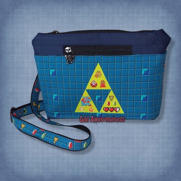Retro 8 bit Crossbody Bag- FLAWED Gamer Accessory Carry Gift Custom Fabric - Picture 1 of 10
